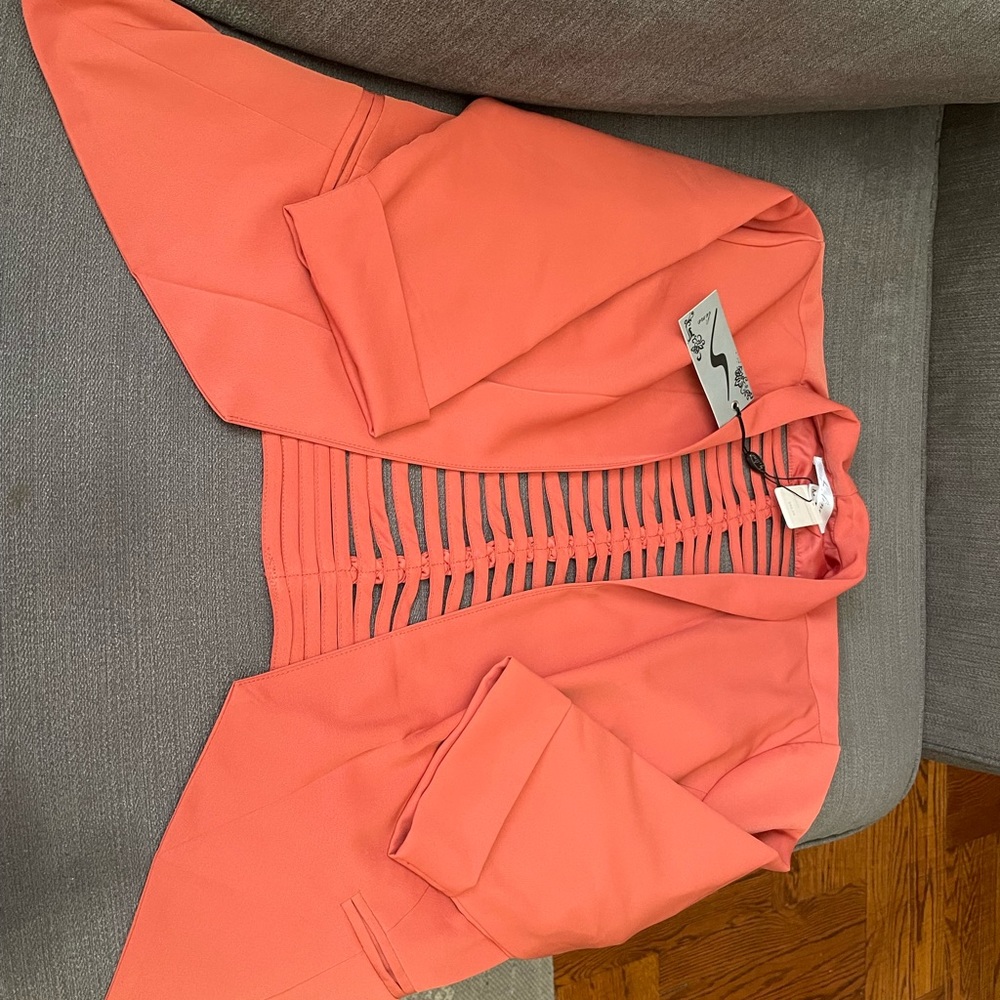 Coral open back blazer